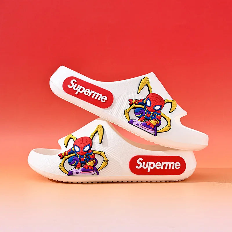 Disney Children Home Slippers Kids Cartoon Spiderman Boys Girls Soft Sole Shoes Anti-Slip Beach Slippers Size 24-45