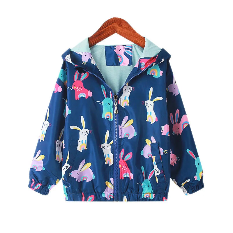 Fashion Kawaii Children's Jackets for Boys Girls Pink Blue Autumn Clothes 1 to 2 3 4 5 6 7 8 9 Years 2024 Kids Hoodie Waterproof