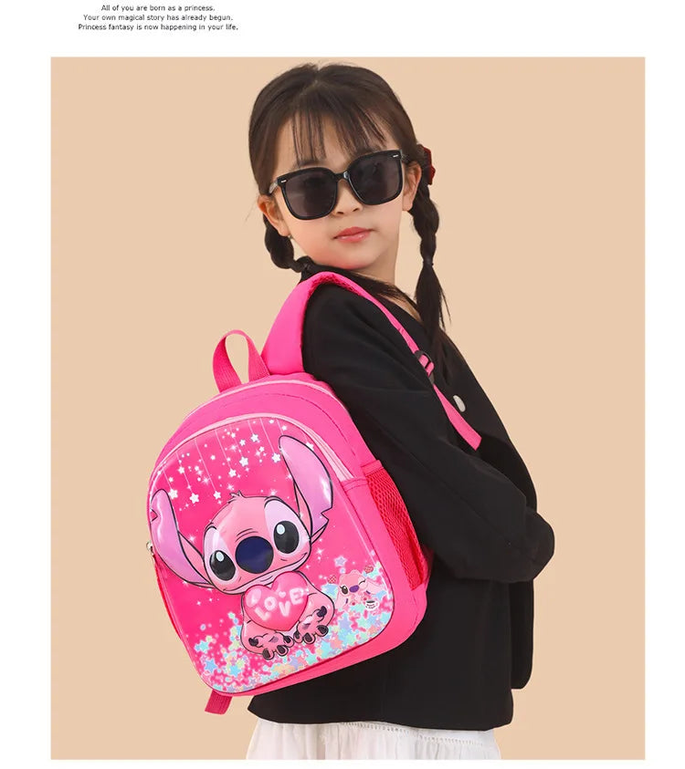 Disney Stitch New Kindergarten Schoolbag Cartoon Cute Boys and Girls Backpack High Quality Fashion Children's Schoolbag Light