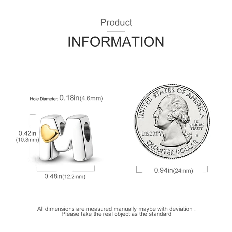 925 Sterling Silver DIY Alphabet Charms Beads LOVE Heart Letter Fit Original Bracelet Bangle Necklace Jewelry Marking Gift