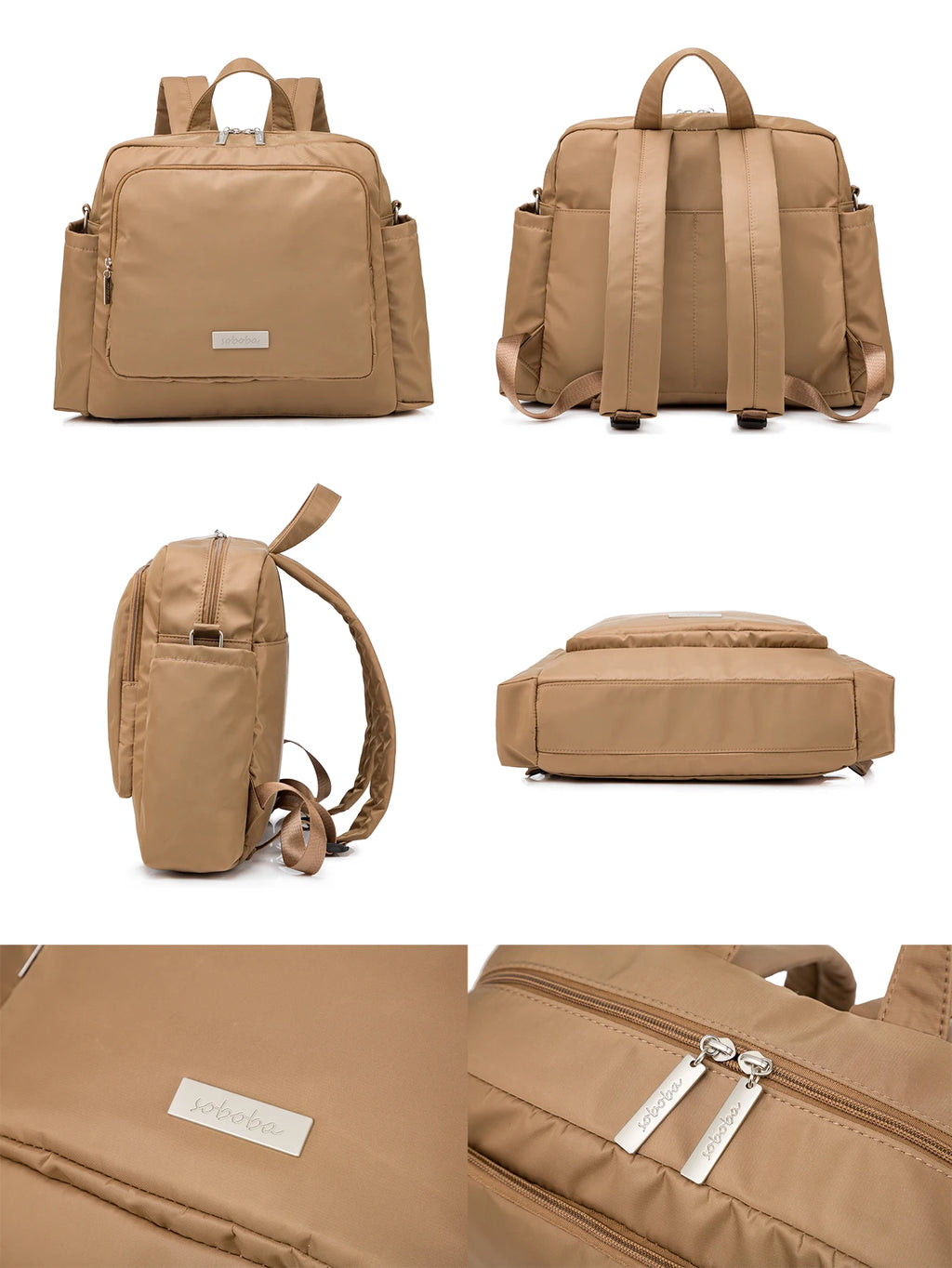 Soboba 2023 New Diaper Bags for Mother Waterproof Large Capacity Solid Polyester Diaper Backpacks Travel Bag for Newborn Baby