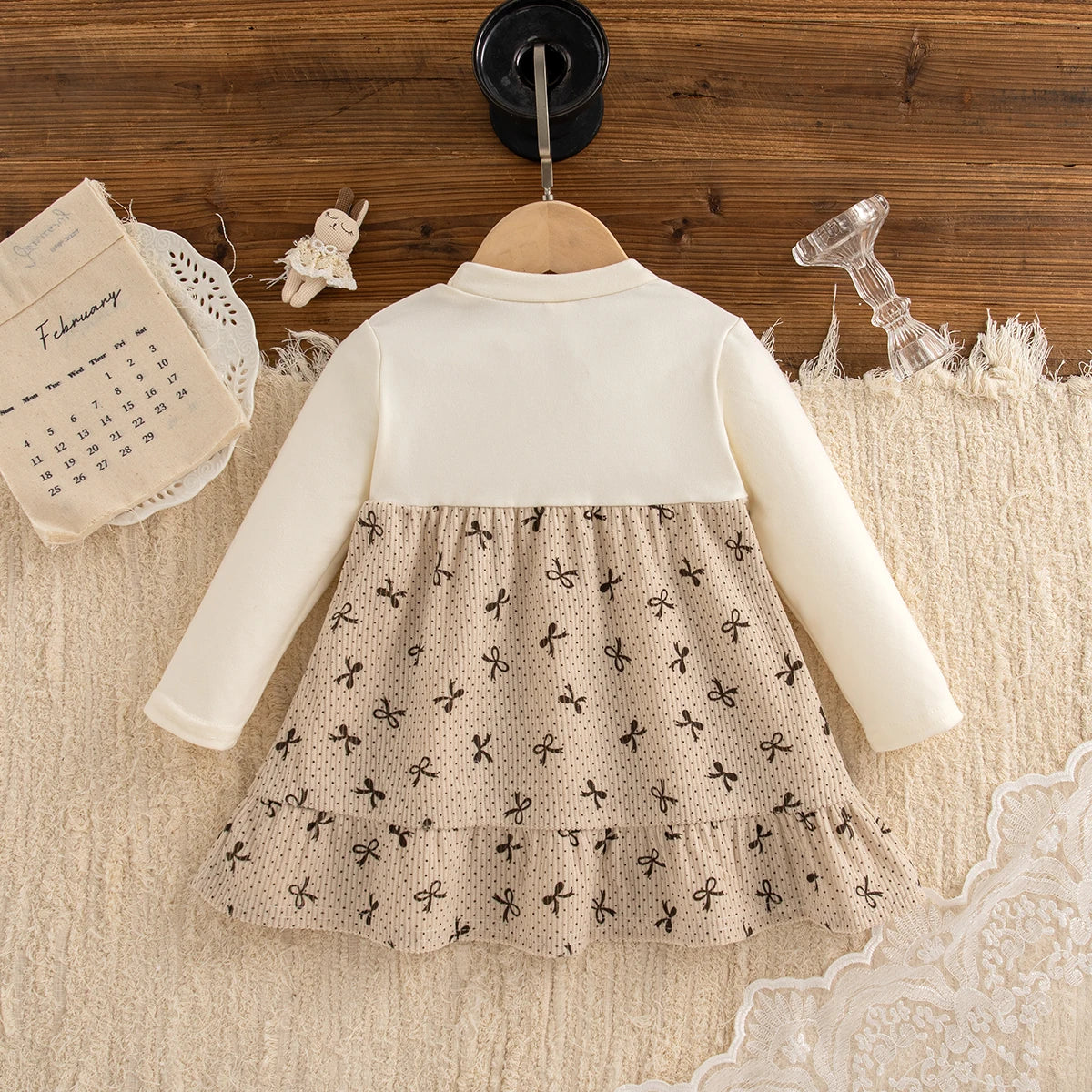 Autumn New Cute Bow Baby Girl Dress, Soft And Comfortable Children'S Clothing Suitable For 9 Months To 3 Years Old