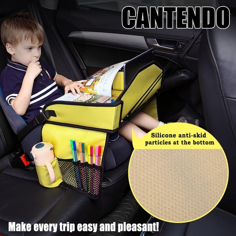 Kids Travel Tray for Toddler & Kids Car Seat, Lap Tray for Airplane, Carseat Table Tray with Organizer for Road Trip Activities
