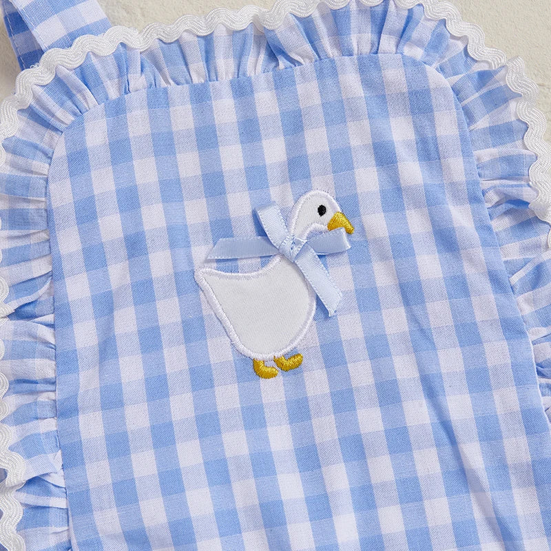 Adorable Toddler Denim Jumpsuit Sleeveless Floral Embroidery Romper for Playtime and Outdoor Adventures