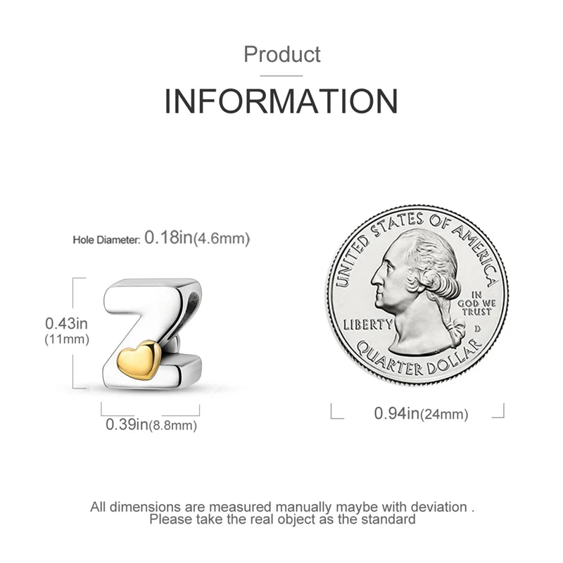 925 Sterling Silver DIY Alphabet Charms Beads LOVE Heart Letter Fit Original Bracelet Bangle Necklace Jewelry Marking Gift