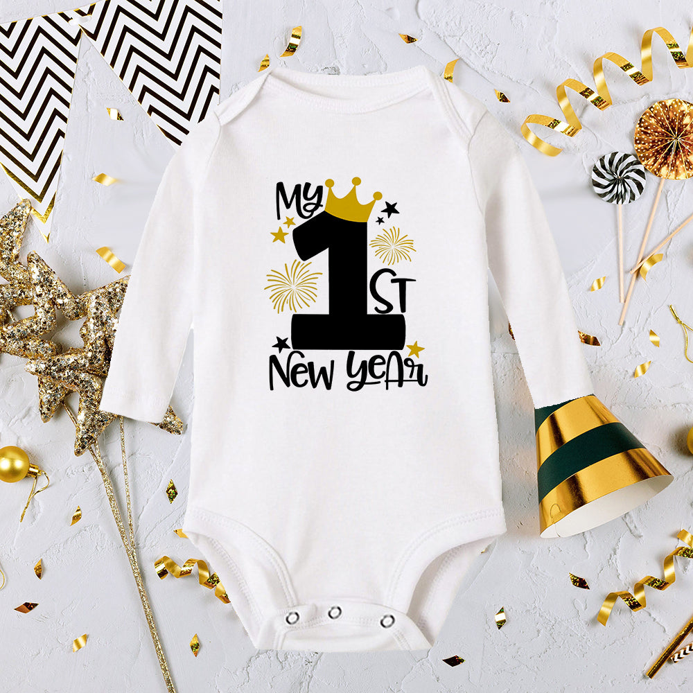 It Is My 1st New Year Baby Boy Girl Long Sleeve Romper Fashion Casual Robe Ropa Newborn Baby Bodysuit New Year Holiday Best Gift