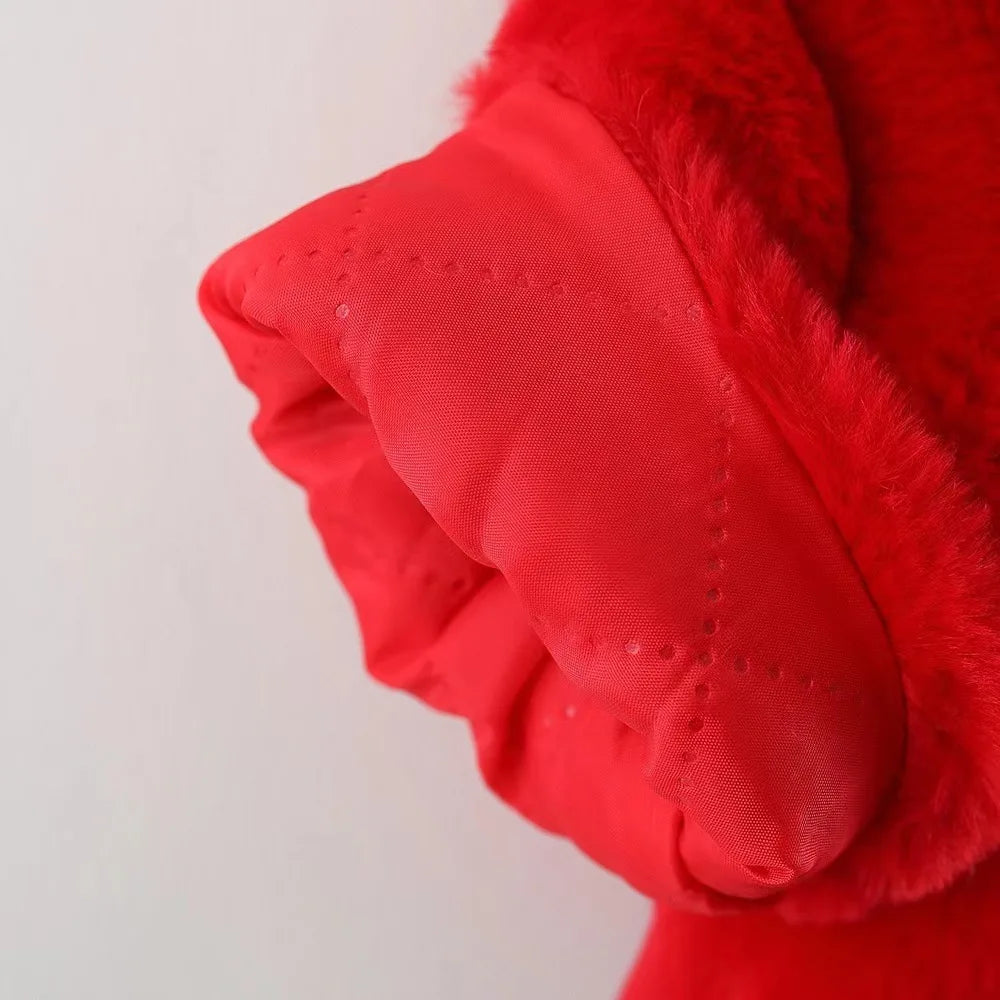 Winter New Sweet Black Bow Baby Girl Coat, Simple Style Thickened Warm Children'S Clothing (9 Months -3 Years Old)