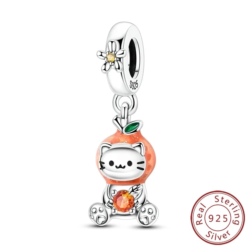 925 Sterling Silver Charms Firefly Cat Dog Coconut Charms Beads Pendant Fit Original Pendant Bracelet DIY Fine Jewelry For Women