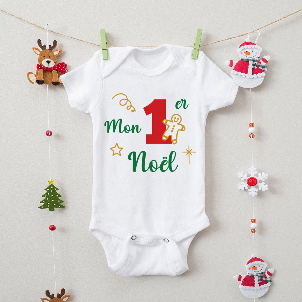 First Christmas Newborn Bodysuit Body Baby Clothes Kids Playsuit Xmas Party Gift Boys Girls Rompers Short Sleeve Infant Jumpsuit