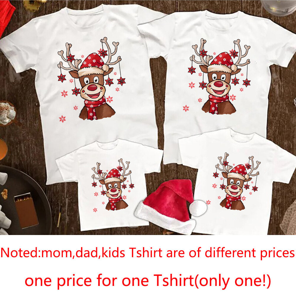 Christmas Family Matching Outfits Xmas Party Best Present Christmas Deer Print Daddy Mommy and Daughter Son T Shirt Family Look