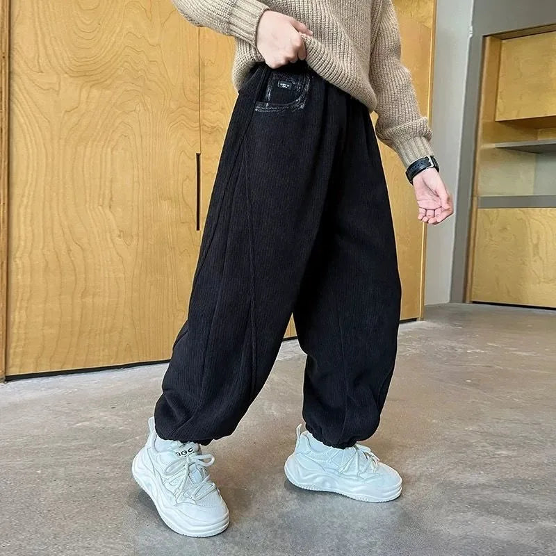 2025 New Boys' Corduroy Pants Spring Autumn Toddler Boy Sports Casual Pants