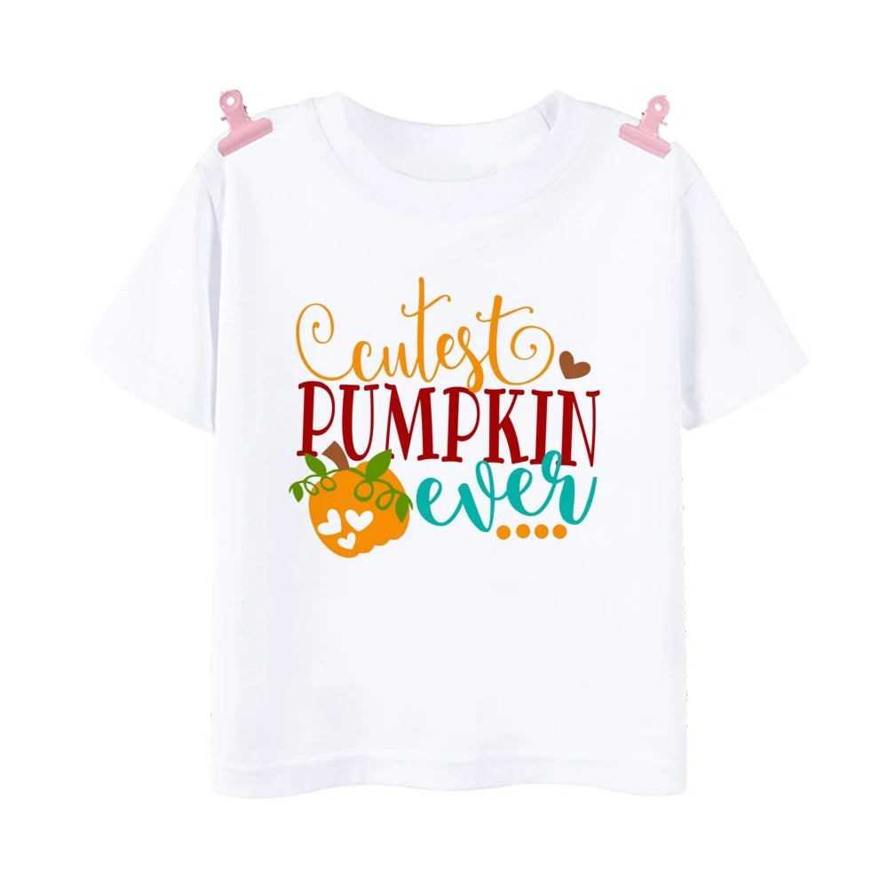 Coolest Turkey in Town Print T Shirt Kid Thanksgiving Clothes Mama's Little Pumpkin Toddler Thanksgiving Tops Cute Halloween Tee