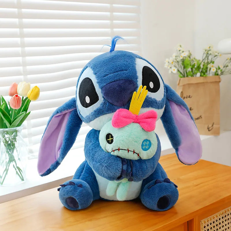 Disney Purple Embracing Flower Stitch Doll Cartoon Cute Stitch Plush Toy Room Decoration Kawaii Cartoon Pillow Kid Birthday Gift