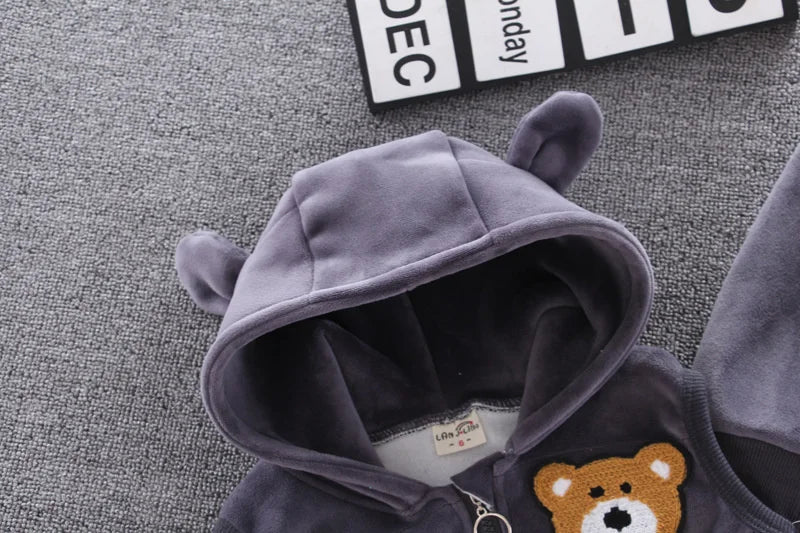 New Winter Baby Girls Clothes Suit Children Boys Thicken Warm Hooded Vest T-Shirt Pants 3Pcs/Set Toddler Costume Kids Tracksuits