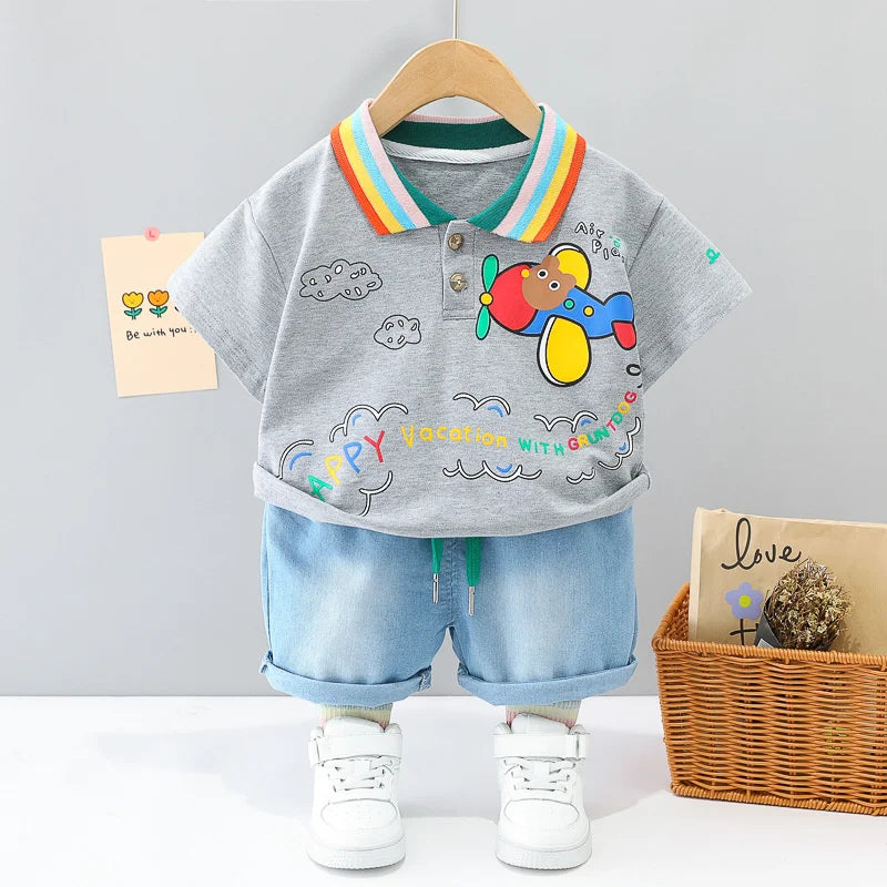New Summer Baby Girls Clothes Suit Children Boys Fashion T-Shirt Shorts 2Pcs/Sets Toddler Casual Cotton Costume Kids Tracksuits