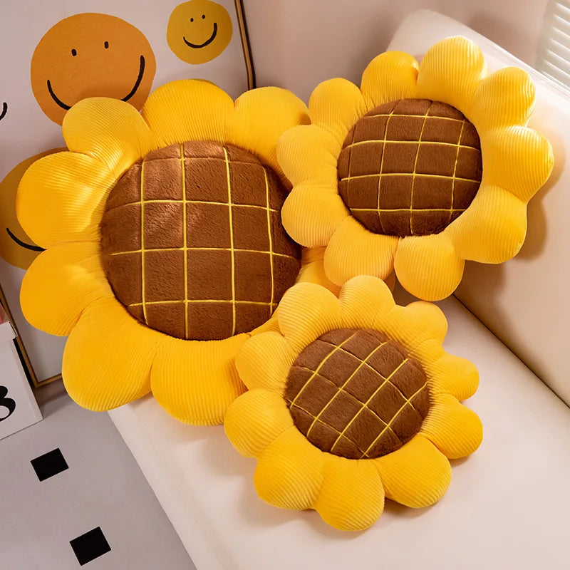 Artificial Natural Flower Sunflower Plush Doll Pillow Yellow Lifelike Flower Plush Pillow Super Soft Birthday Gift For Girls