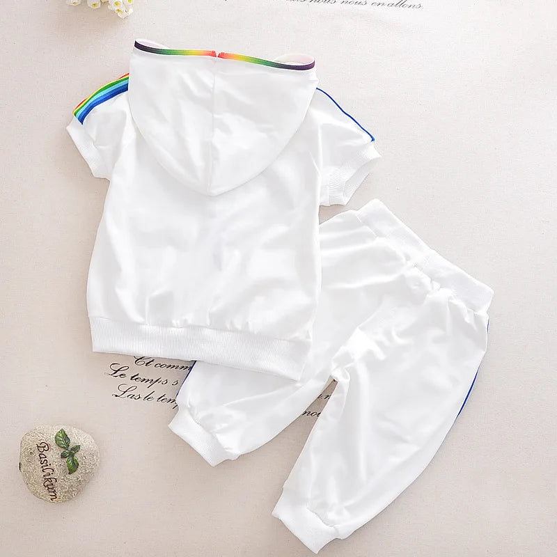 New Summer Baby Clothes Boys Clothing Children Girls Sports Hooded Shirt Shorts 2Pcs/Sets Toddler Casual Costume Kids Tracksuits