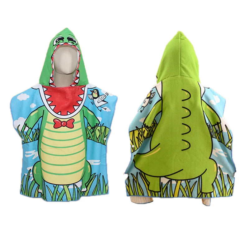Baby Shower Towel Cute Cartoon Monsters Boy Baby Bathrobe Hooded Beach Towel Soft Microfiber For Kids Bath Toddlers Pool Poncho