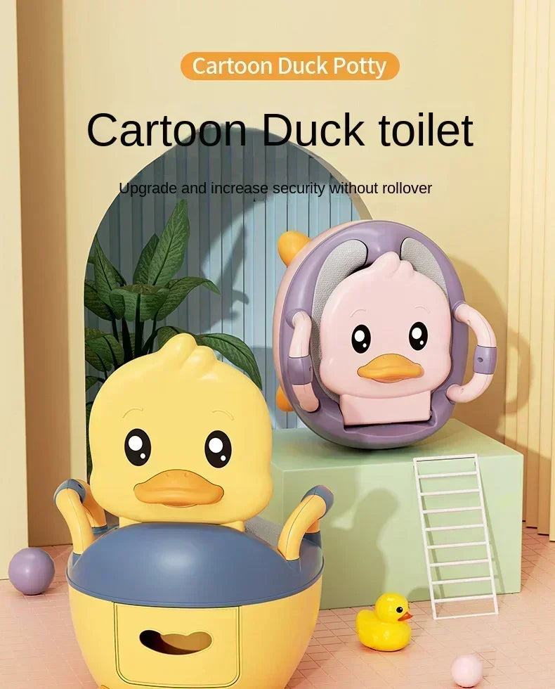 Potty Training Toilet for Kids Household Cute Cartoon Duck Soft Hard Cushion Clamshell Waist Guard Toilet Baby Toilet Supplies