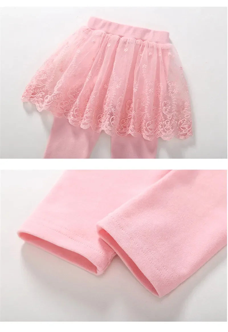 New Baby Girls Leggings Lace Princess Skirt-pants Spring Autumn Children Slim Skirt Trousers for 2-7 Years Kids Clothes