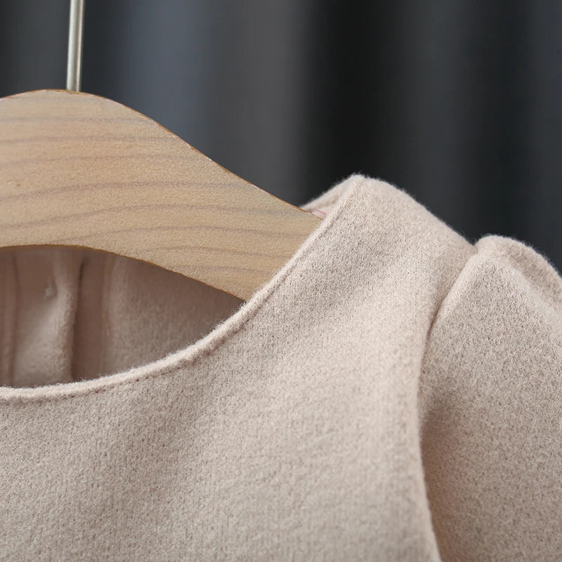 (6 Months -3 Years Old) New Korean Style Baby Girl Coat For Autumn And Winter, Sweet Bow Children'S Long Sleeved Clothes