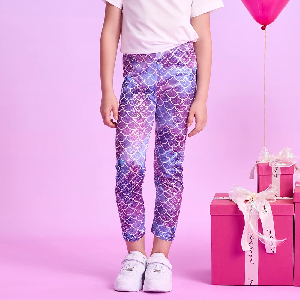 DXTON Children Leggings Mermaid Girls Pants New Skinny Leggings for Girls Toddler Trousers Four Season Girls Pencil Pants 3-12YS