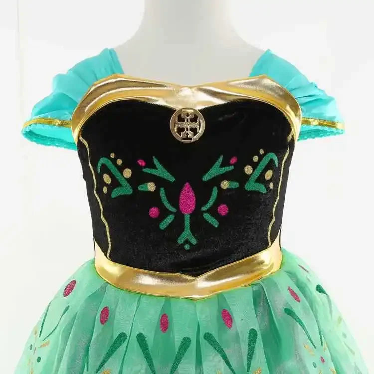 Disney Kids Girls Cosplay Frozen Elsa Anna Princess Dress Girl Mesh Ball Gown Carnival Birthday Clothes Snow Queen Elsa Costume