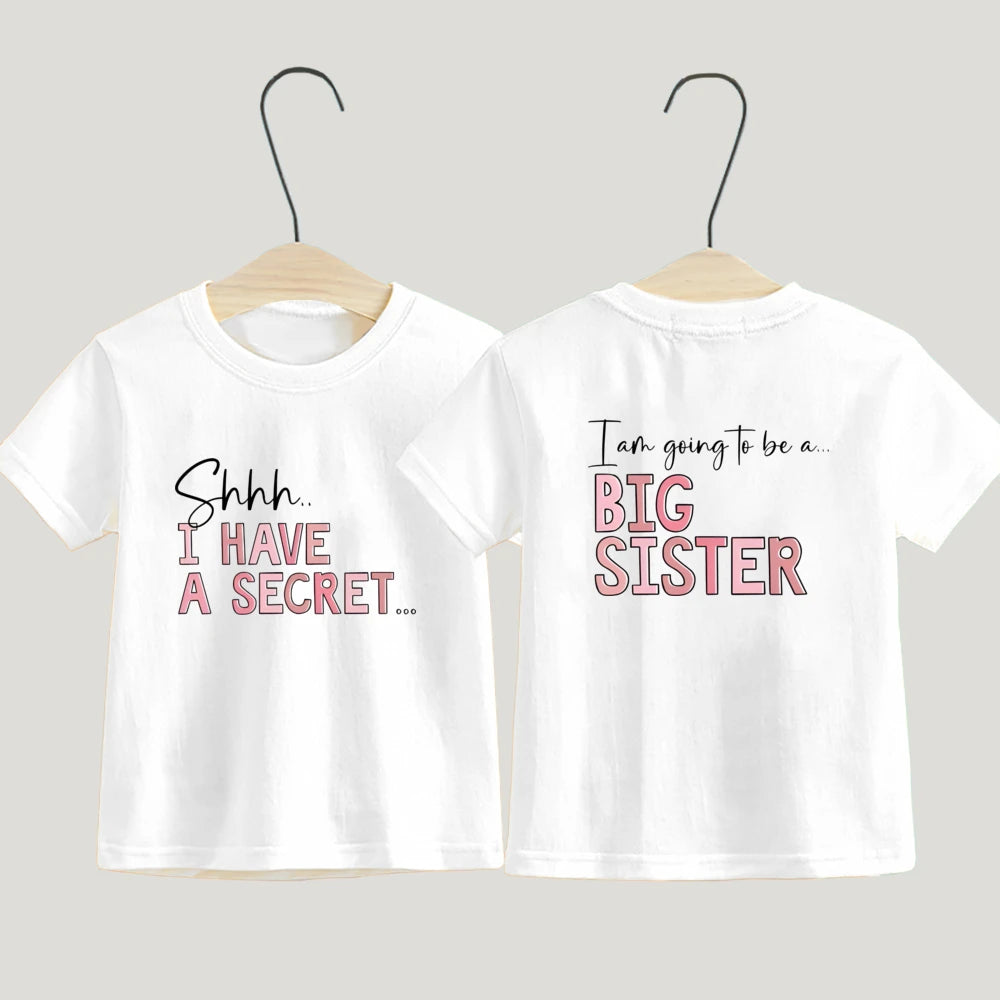 Big Sister T-Shirt I Have A Secret Promoted To Big Sister Pregnancy Announcement Gift Going To Be A Big Sister Kids Tee