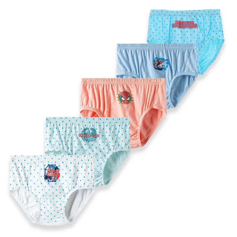 5/10Pieces Packs Pure Cotton Boys Underwear Spider-Man Boys Briefs Cartoon Children Underwear Breathable Kids Triangle Knickers