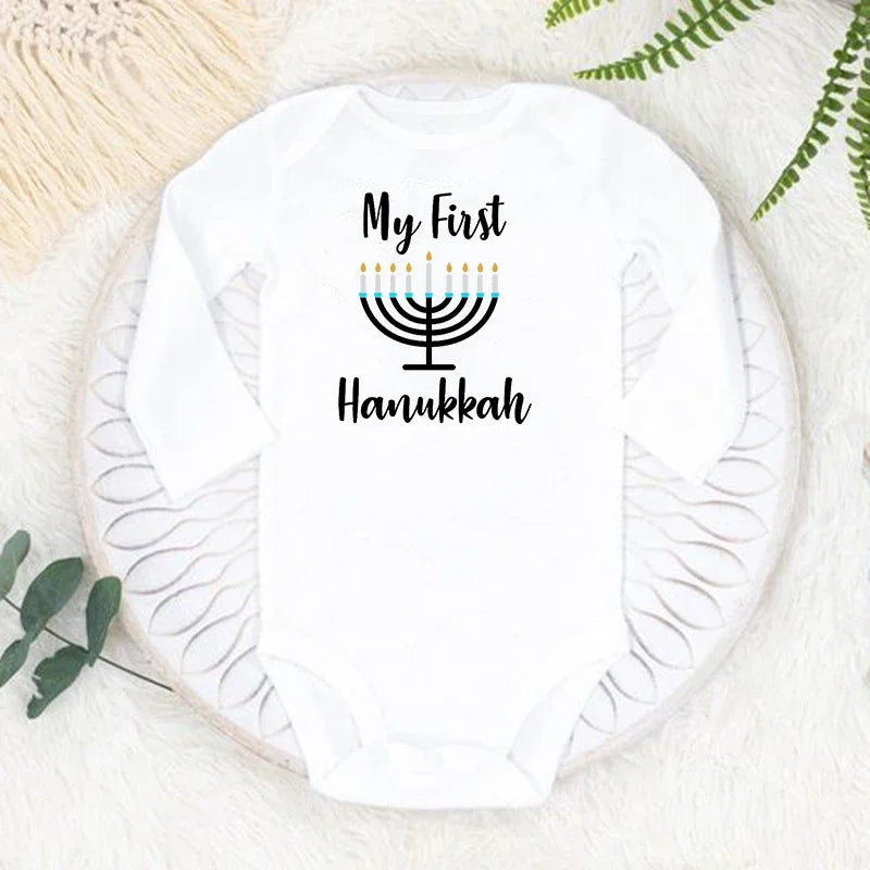 My 1st Hanukkah Chanukah Newborn Bodysuits Happy Hanukkah Baby Rompers Infant Body Long Sleeve Jumpsuit Clothes
