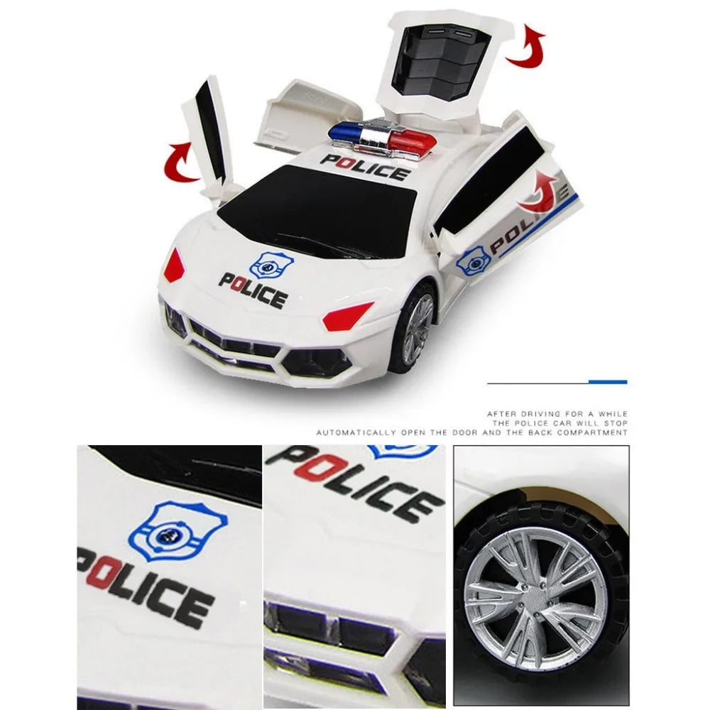 Kids Police Car Toy with Sound & LED Light Openable Door Universal Wheel Patrol Cop Play Vehicle Toy for Toddlers Boys Girls