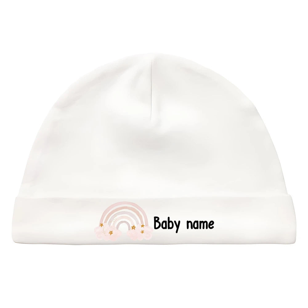 Personalised Unisex Baby Hat Infant Head Wear Baby Shower Gift Custom Newborn Beanie with Name First Hat for Babies