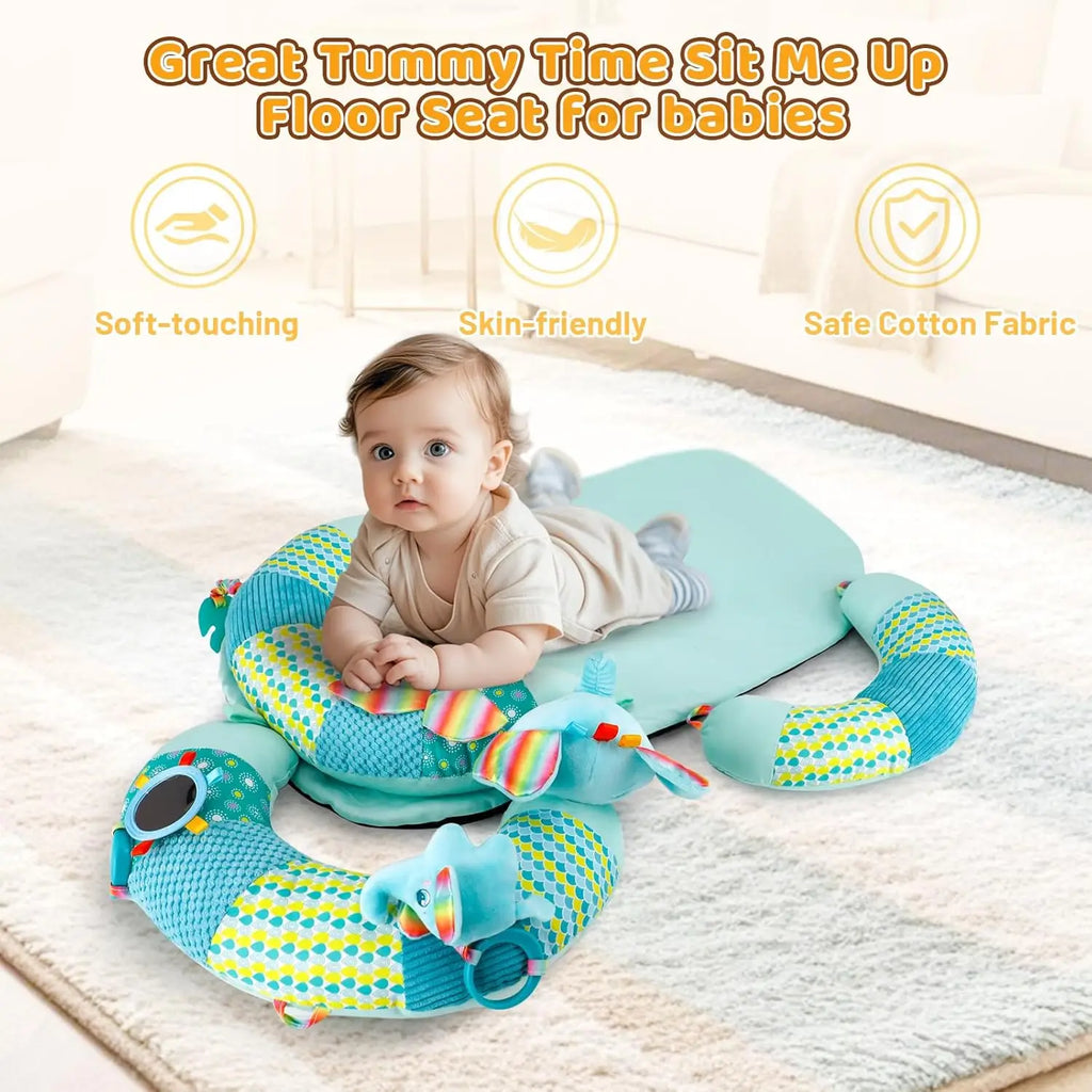 3 in 1 Baby Tummy Time Mat Support Seated Pillow Infant Newborn Toys Sensory Developmental Playmat Gift for Babies Girls Boys
