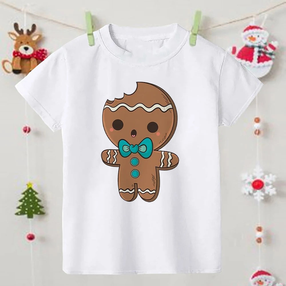 Christmas Family Matching Outfits Mommy Daddy Daughter Son Cookie Printing Casual T-shirt Xmas Party Clothes Holiday Family Tees
