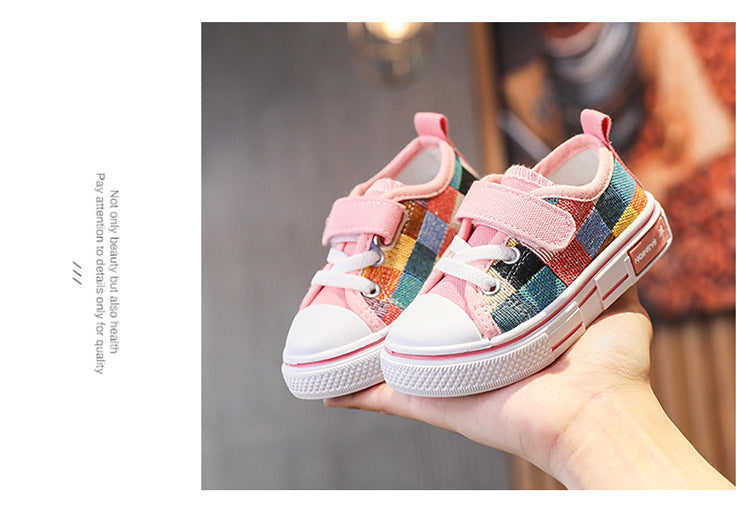 Children's Casual Shoes Toddlers Kids Canvas Sneakers for Boys Girls Fashion Classic Checkered Soft Rubber Sole Spring Autumn