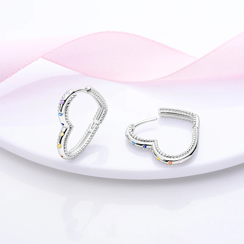 925 Sterling Silver Pave U Shape Heart Eardrop Earrings Hoop Earrings For Women Wedding Engagement For Girlfriend Birthday Gift