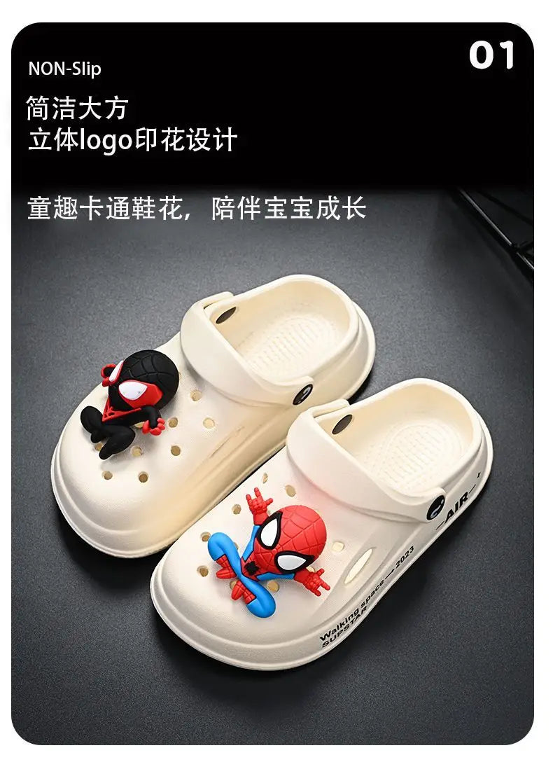 Disney Spider Man Children's Cave Shoes Boys' Anti Slip Soft Sole Kid's Beach Sandals For Home And Outdoor Shoes Size 24-45