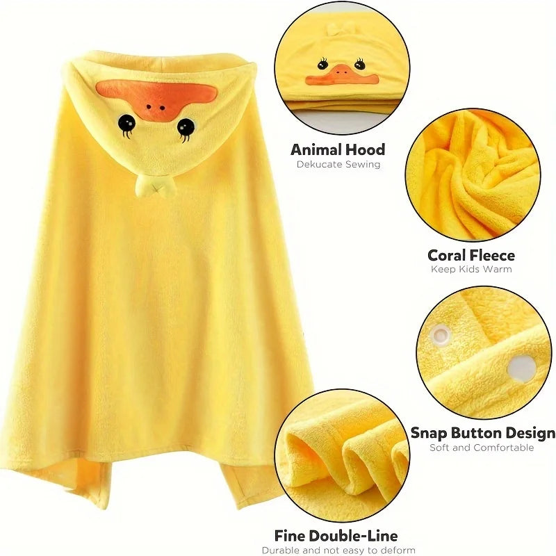 Hooded Bath Towel Soft Plush Baby Bath Towel Absorbent Cartoon Duck Pattern Bathrobe Great Christmas Gift for Infants Toddlers