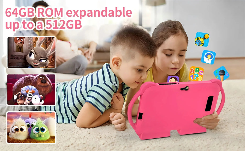 New 5G WIFI 7-inch Children's Tablet 4GB+64GB ROM Mini Pad Quad Core Dual Cameras Kids-Proof protective Case Tablets Android 13