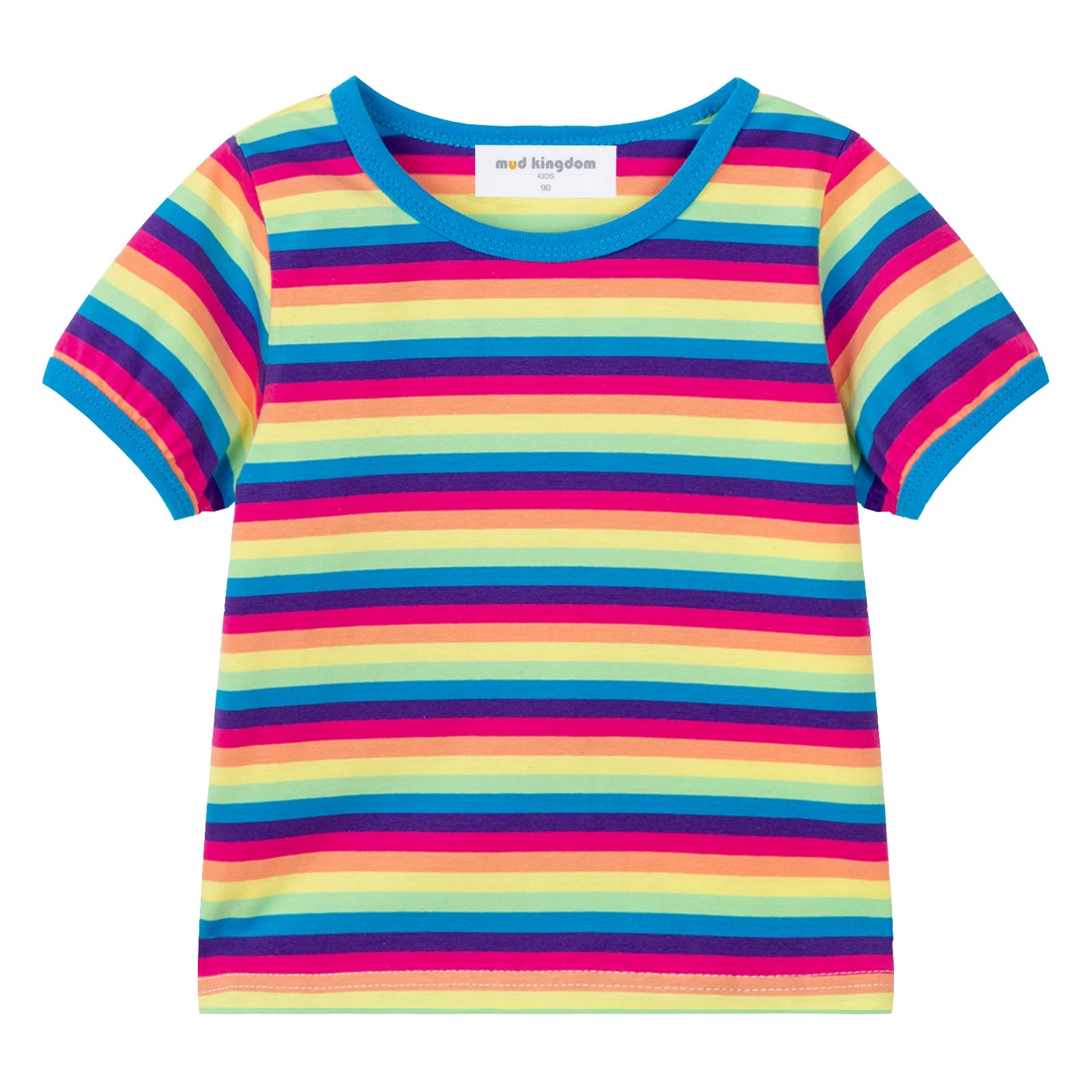 Mudkingdom Boys Girls T-Shirt Colorful Rainbow Unisex Shirt Striped Summer Boys Tops Kids Clothes Girls Tees Children Tank Tops