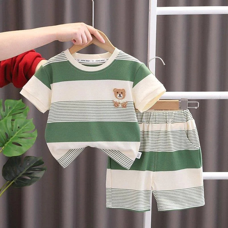 New Summer Baby Girl Clothes Suit Boys Clothing Children Striped T-Shirt Shorts 2Pcs/Sets Toddler Casual Costume Kids Tracksuits