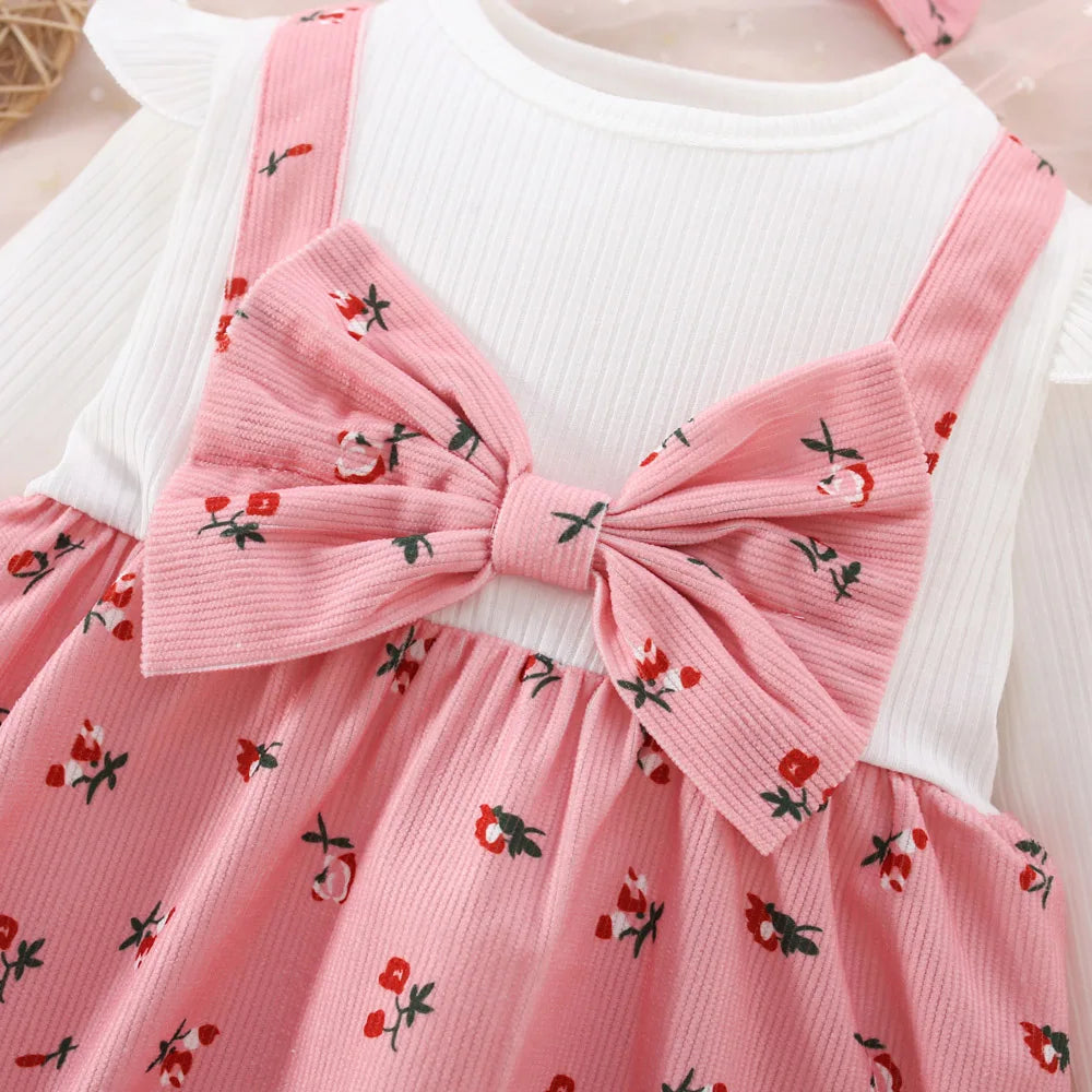 Spring And Autumn New White Long Sleeve Baby Girl Dress, Cute Butterfly Children'S Clothing (6 Months -3 Years Old)