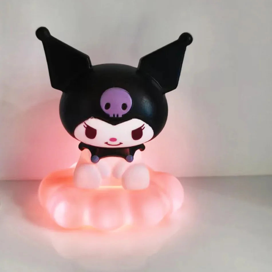 New Kawaii Sanrios Night Light Enamel Cloud Cartoon Kuromi Cinnamoroll Pochacco Small Table Light Illuminating Decoration