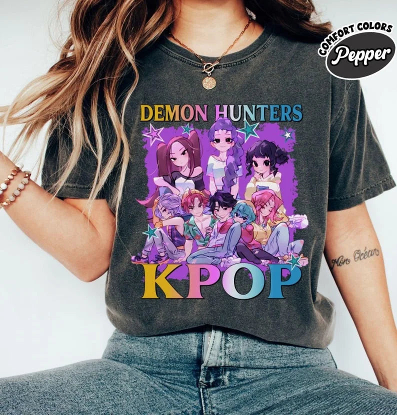 2025-26 New Kpop Demon Hunters Saja Boys T-shirt Harajuku Women Girl Huntrix O-neck Summer Shirt Gift for Fans