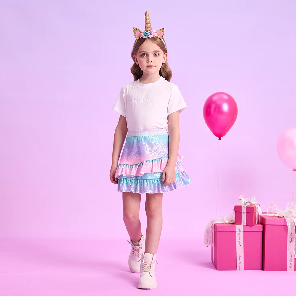 DXTON Baby Girls Skirts Children Mermaid Tutu Skirt For Girls Layers Patchwork Girls Princess Skirt Gradient Kids Party Costumes