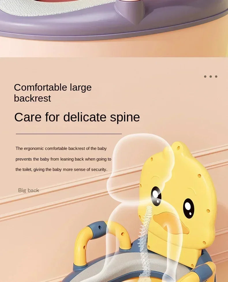 Potty Training Toilet for Kids Household Cute Cartoon Duck Soft Hard Cushion Clamshell Waist Guard Toilet Baby Toilet Supplies