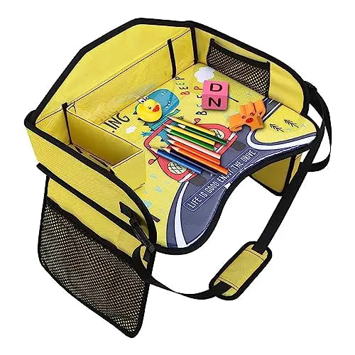 Kids Travel Tray for Toddler & Kids Car Seat, Lap Tray for Airplane, Carseat Table Tray with Organizer for Road Trip Activities