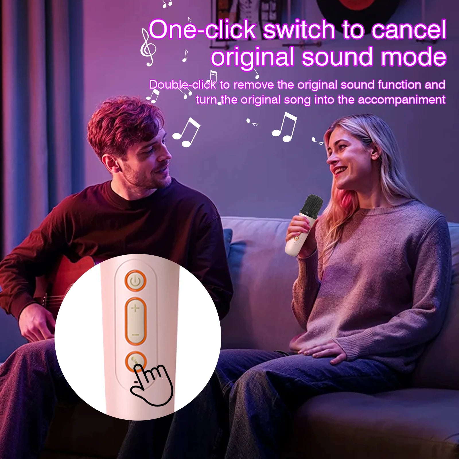 Wireless Karaoke Speaker, RGB Color Lighting, Two Microphones Rechargeable Battery, for Family Karaoke, Parties, Birthday Gifts