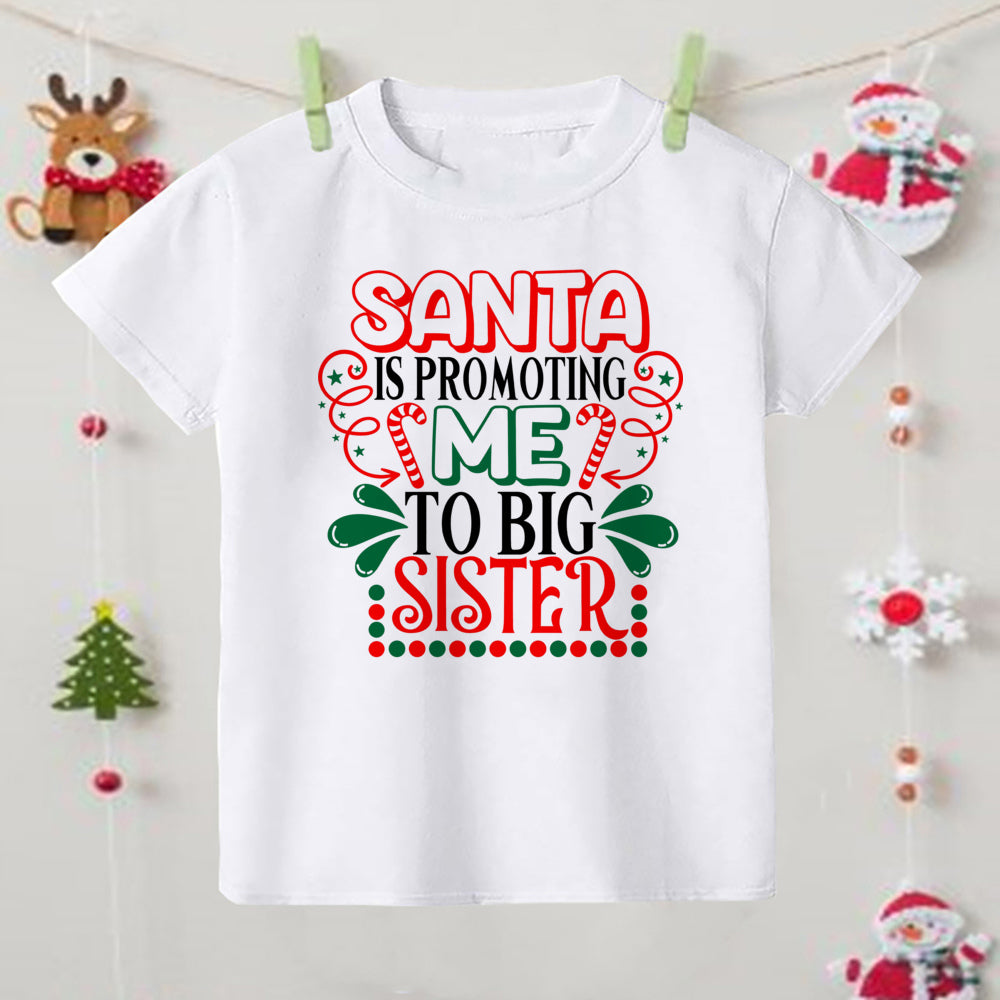 Christmas Children's T-shirt Xmas Party Gift Boys Girls Sibling T Shirt Outfits Clothes Kids T Shirts Cute Short Sleeve Tops Tee