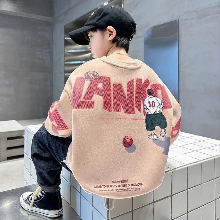 Boys' Medium-Large 2025 New No Hood Spring/Autumn Trendy Stylish Cool Kids Sweatshirt for Spring